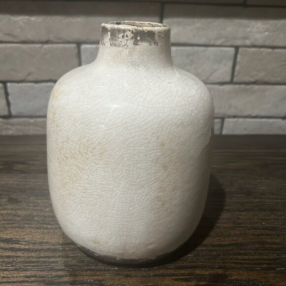 NWT Vintage Farmhouse Style Crackled Rustic Milk Jug Vase - Picture 4 of 10